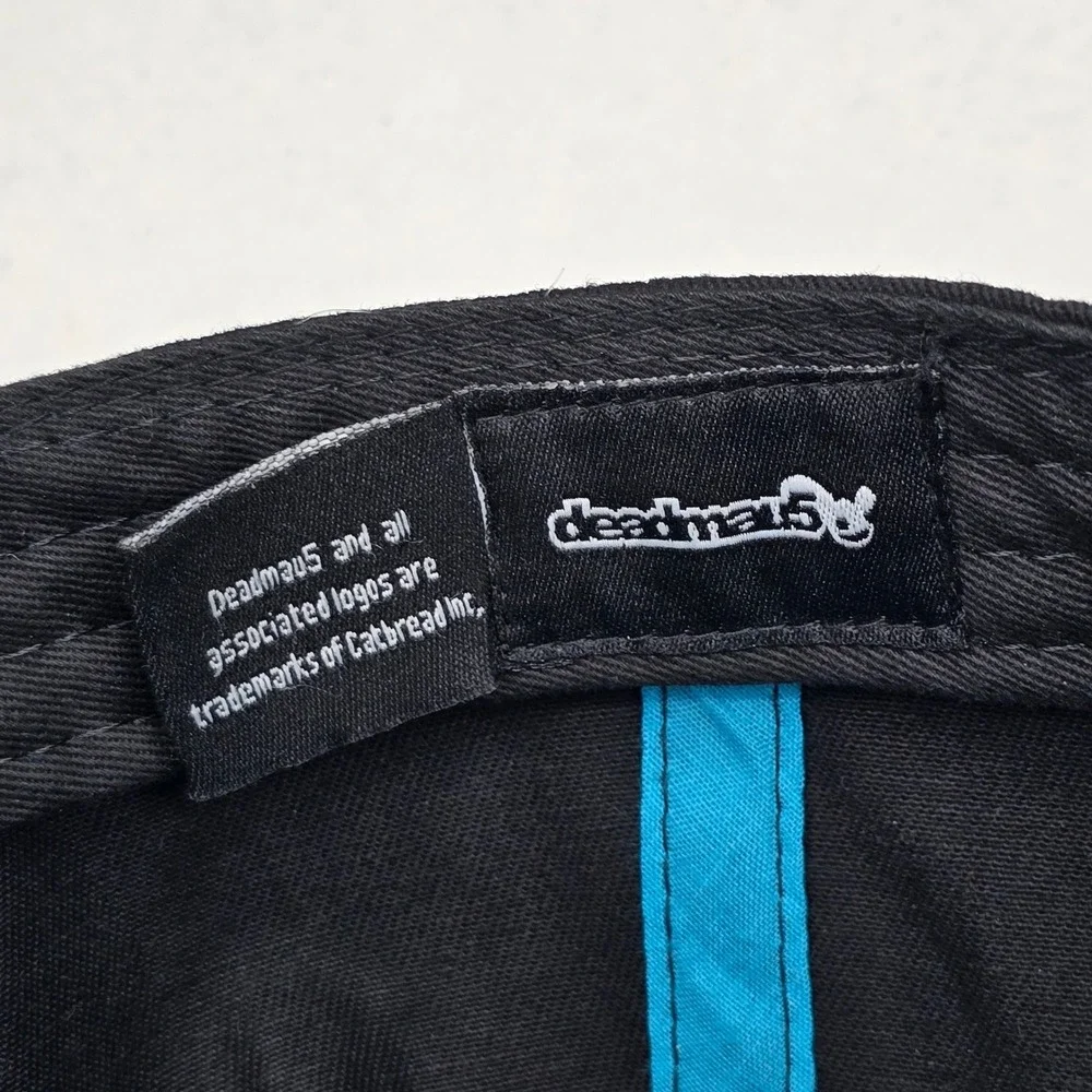 Deadmau5 Snapback Hat Mens One Size Black Blue Cotton Embroidered Flat Brim Cap